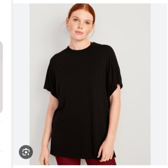 Old Navy Oversized UltraLite Open Back Tunic T-Shirt for Women black - Picture 1 of 9